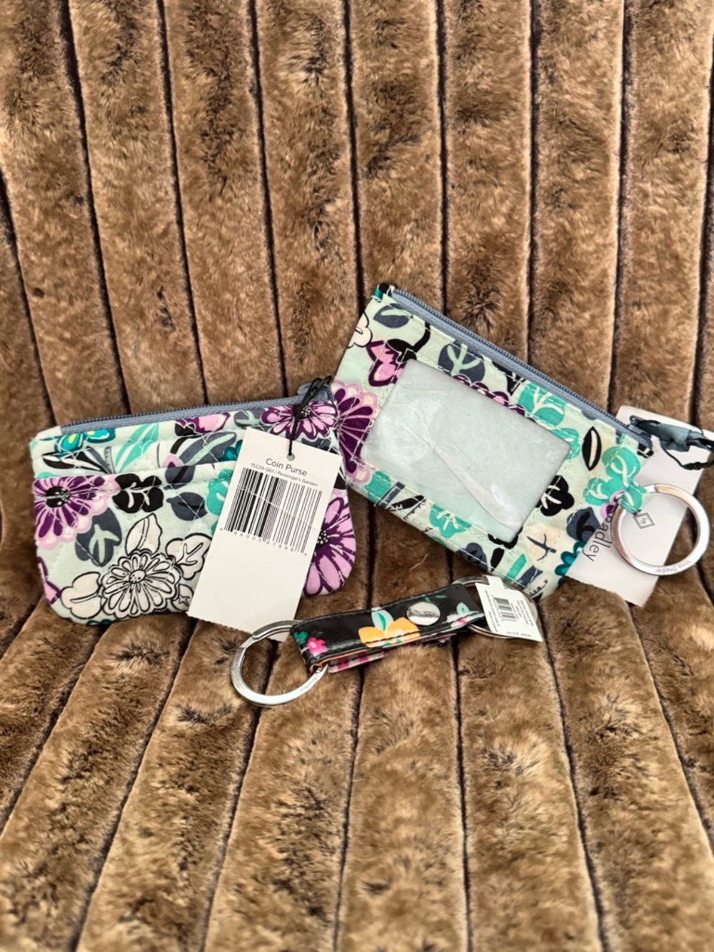 NWT 3 pc Vera Bradley Coin Purse, ID Wallet and keychain set